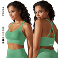 New Design Women Athletic Clothing Cross Back Sports Bra Vest Crop Tops Solid Color Breathable Beauty Back Gym Workout Yoga Bras
