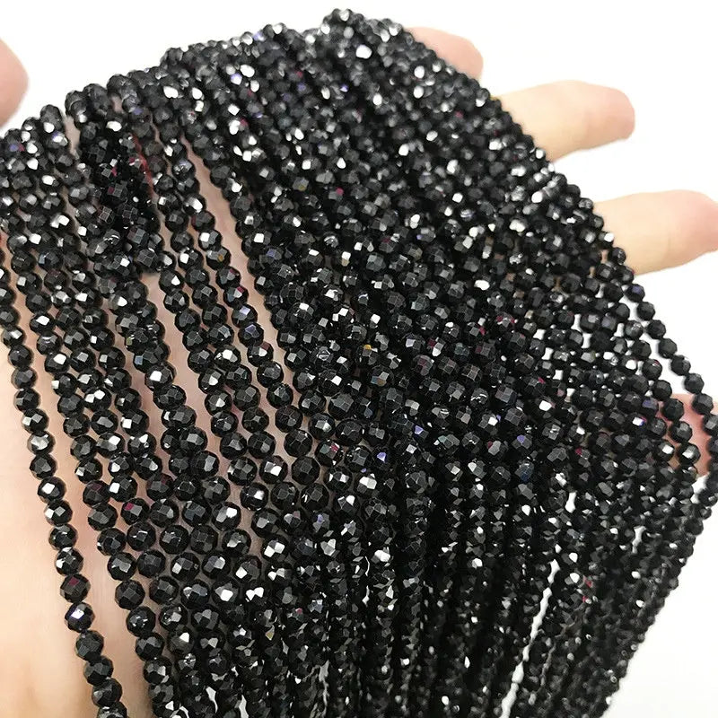 Wholesale Natural Black Tip Crystal Bead Cut Spinel Bead Hairpin Fringe Bracelet Necklace DIY Accessories for Jewelry Making