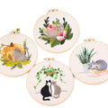 Embroidery Starter Kits for Adults with Cat Animal Patterns and Instructions Beginner Stamped Cross Stitch Kits