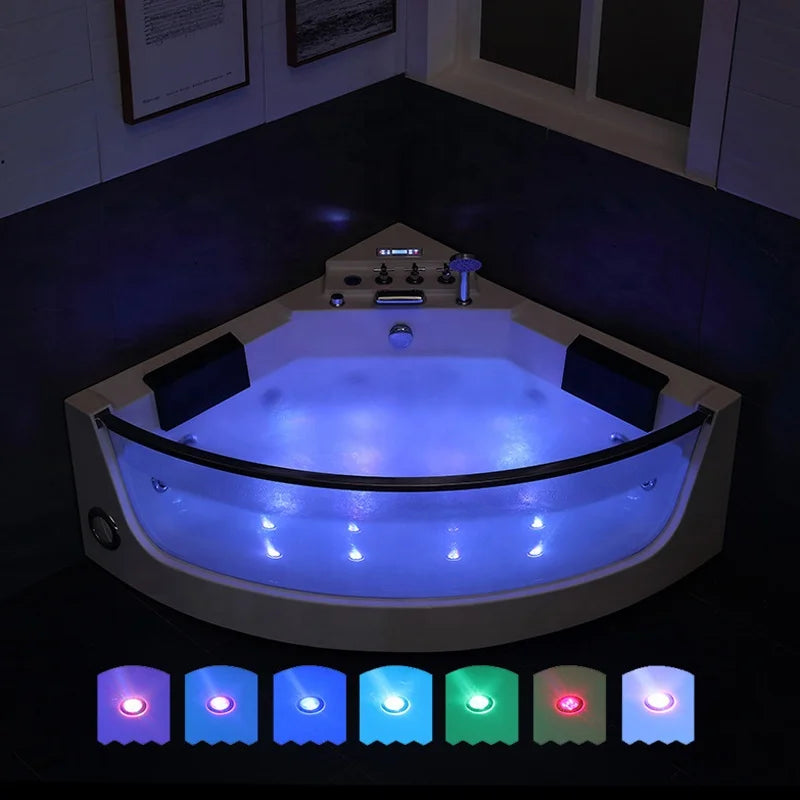 Best Selling Rectangle Acrylic Freestanding LED Light Spa Massage Bathtub with Whirlpool Soaking Feature for Indoor Use