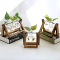 Tailai Wooden Art Craft Creative Plant Container Wooden Frame for Glass Vase for Plants Bulb Home Garden Office Decoration