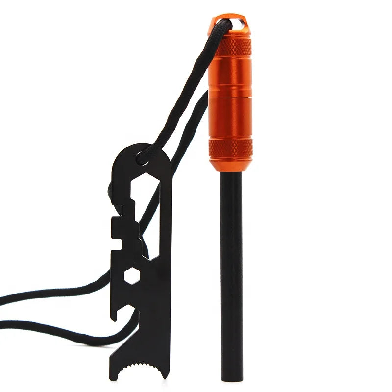 Multifunction Aluminum Waterproof Survival Capsule Ferro Rod Flint Fire Starter for Camping