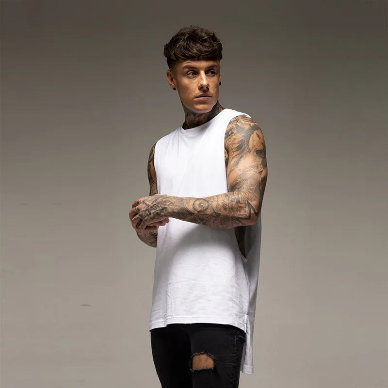New Arrival Summer Streetwear Vest Tank Gymwear Large Fitness Vest Loose Sports Men's Cotton Tank Top