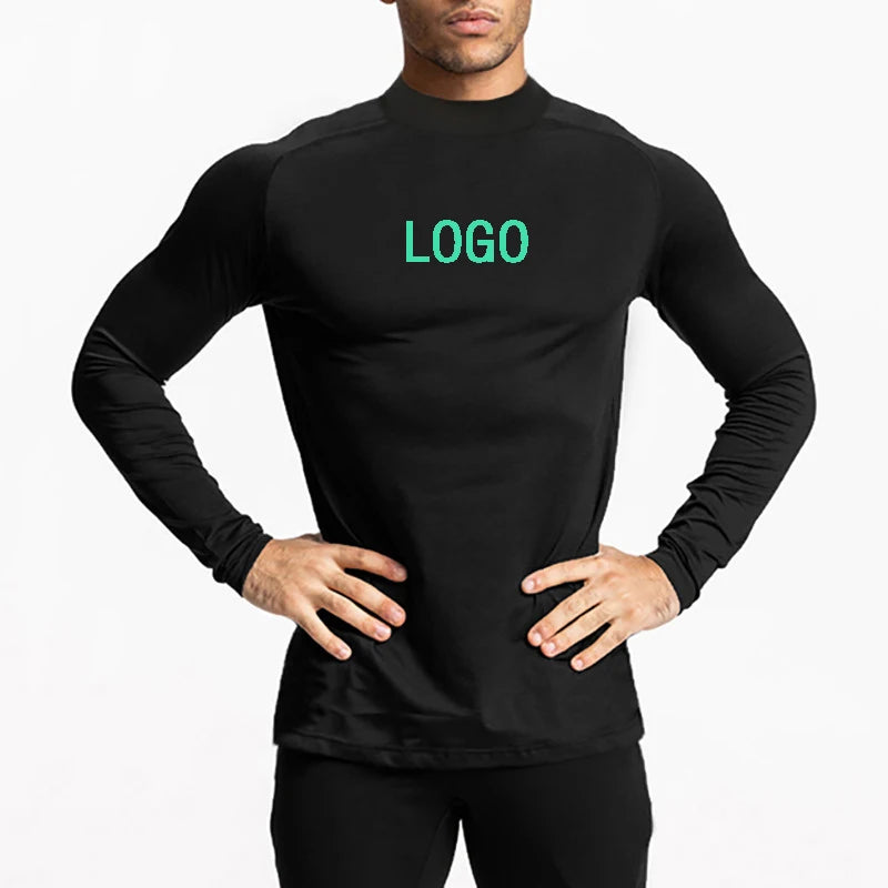 EGY-012 Custom logo Cotton Spandex Gym Fitness Work Out t Shirt Training Long Sleeve t Shirt for Men