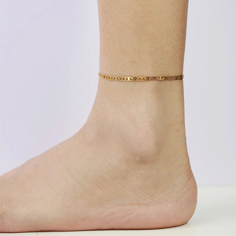 Wholesale Custom Fashion Women Accessories Non Tarnish Stainless Steel Gold Plated Leg Chain Anklets Foot Jewelry