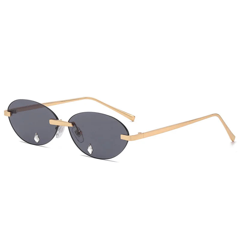Oval Personality Rimless Glasses and Eyeglasses Metal Photochromics Sunglasses Without Frame