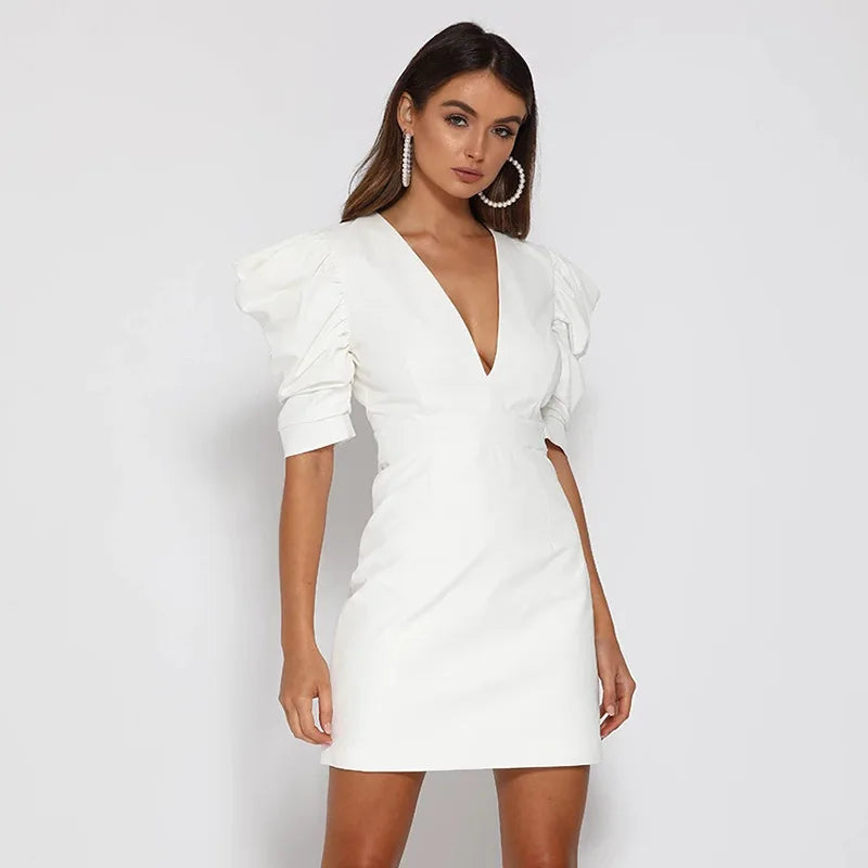Customize Design Elegant Party Wedding Formal Dresses for Woman Button Backless Cocktail White Dresses