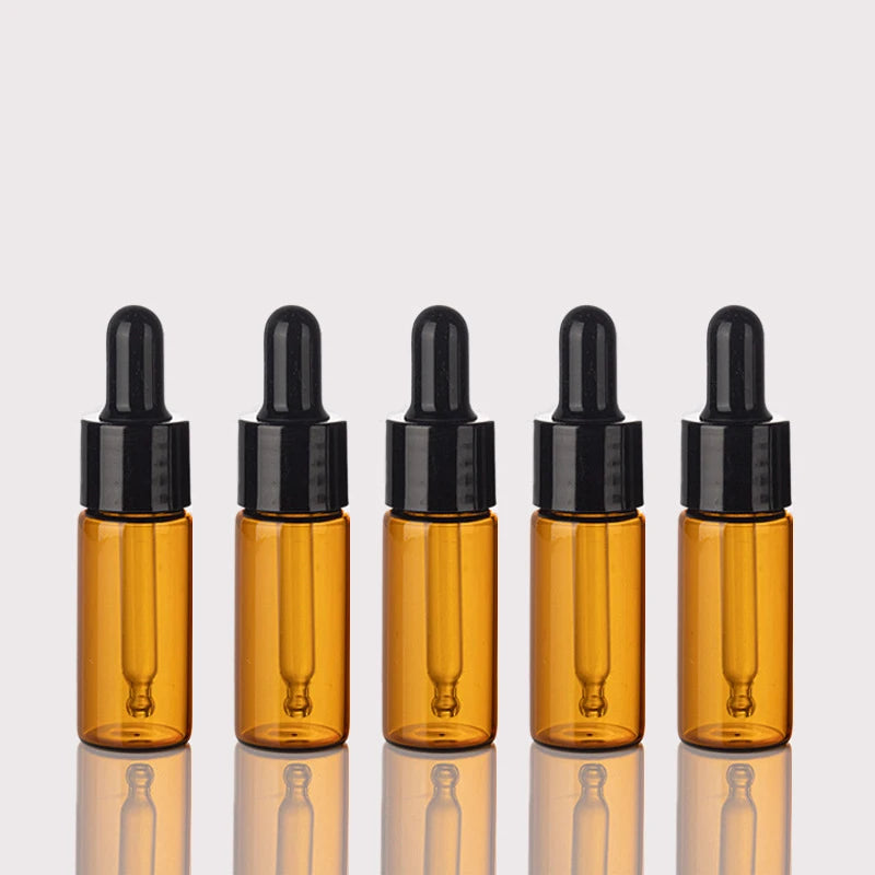 In Stock Mini Blue Amber Clear 1ml 2ml 3ml 5ml Packaged  Glass Dropper Bottles for Essential Oils Cheap