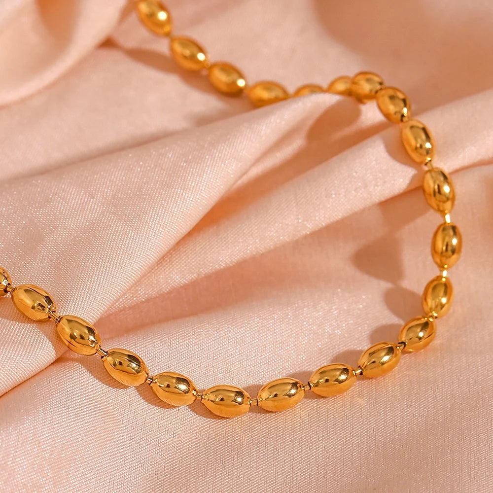 Fashion Jewelry 2023 Bead Necklace 18k Gold Plated Stainless Steel Chain Necklace for Women