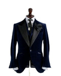 2025 Navy Velvet Designer Men Suits Tuxedos Groom Wedding Party Prom Pants Suits Coat Vest Business Wear Outfit 3 Pieces