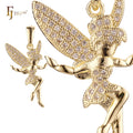 FJ Fallon Fashion Jewelry Dancing Fairy White CZs Pendant Plated in 14K Gold Brass Based