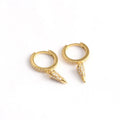 Trends Pure Sterling Silver Circular Cone Shaped Drop Charm Cubic Zirconia Paved Small Hoop Huggie Diamond Spike Earrings
