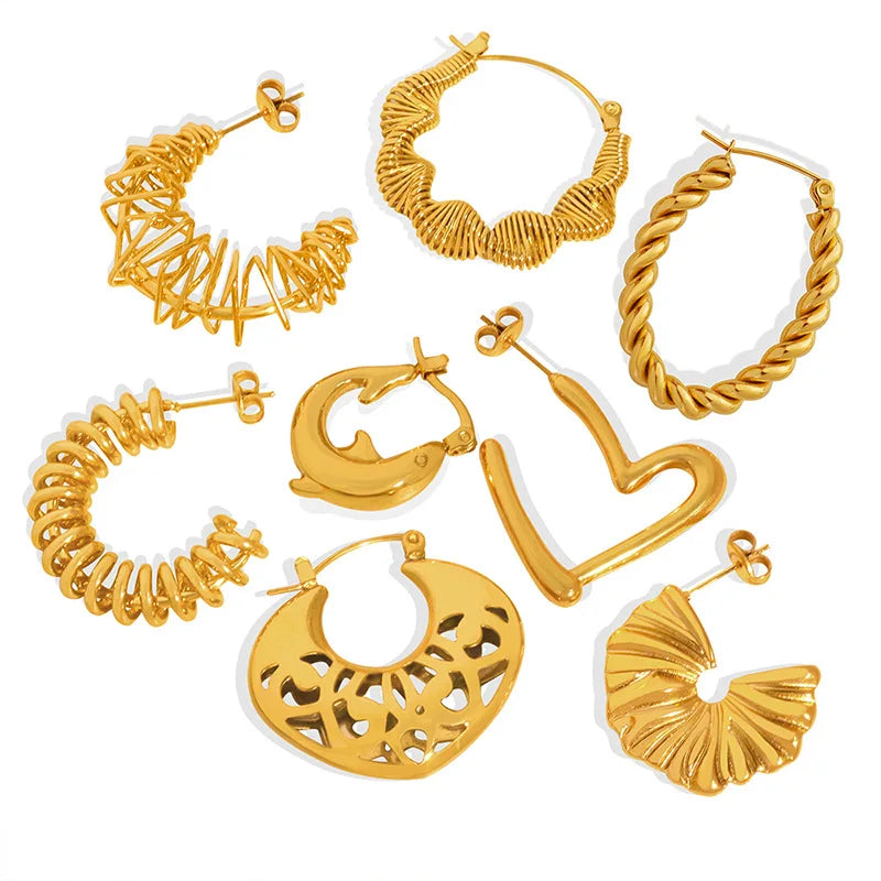 18K Gold Plated Hoop Earring Bijuterias Atacado Non Tarnish Aretes 18K Gold Plated Boucles D'oreilles Hoop Earrings Bijoux Femme