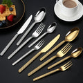 Creative Twist Handle 304 Stainless Steel Gold Cutlery Set Luxury Mirror Silverware Cutlery Set