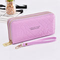 Wholesale Travel Long Style Big Zipper Clutch Pu Women Wallets Leather Flower