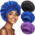 Bulk Wholesale Polyester Silk Satin Breathable Sleep Bonnets Women Large Wide Soft Band Sleep Durag Bandana for Curly Hair