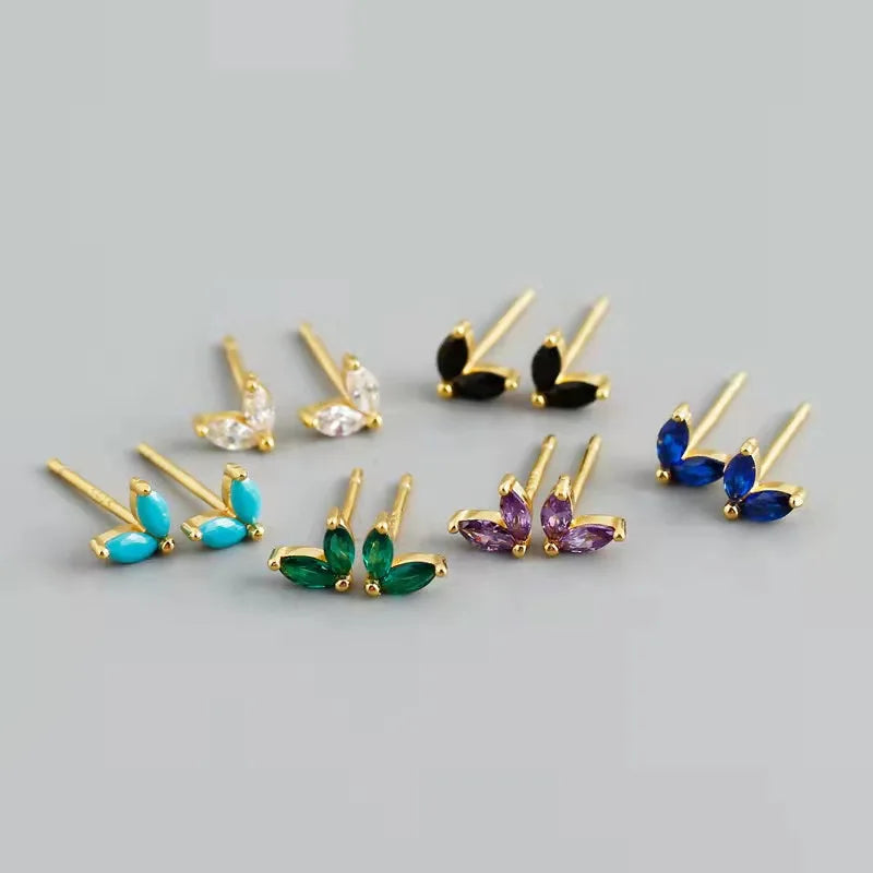 Fashion Multicolor Crystal Horse Eye Shape Mini Studs Earring S925 Earring Women