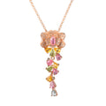 Graceful Rose Gold Plated 925 Silver Jewelry Natural Tourmaline Flower Necklace for Women Fine Pendant Necklaces