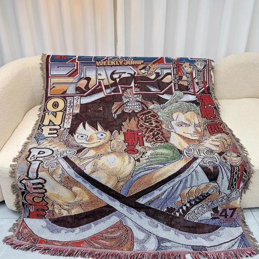 Custom Multi-functional Sofa Jacquard Office Nap Japan 160*130cm Woven Camping Anime Cotton Thread Picnic Tapestry Blanket MegaBDM