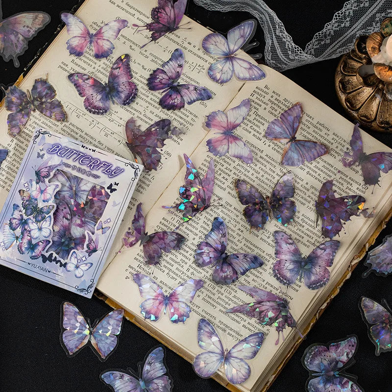 20pcs/pack PET sticker pack Butterfly Dance Series Butterfly Heterosexual Handbook Decoration Material