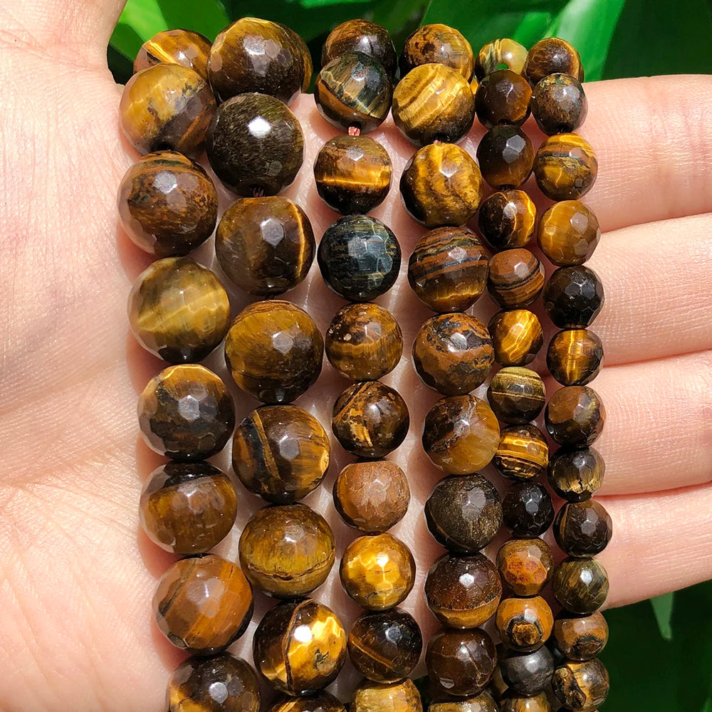 Wholesale Natural Faceted Yellow Tiger Eye Stone Beads 4/6/8/10mm Sizes for Jewelry Making and DIY MegaBDM