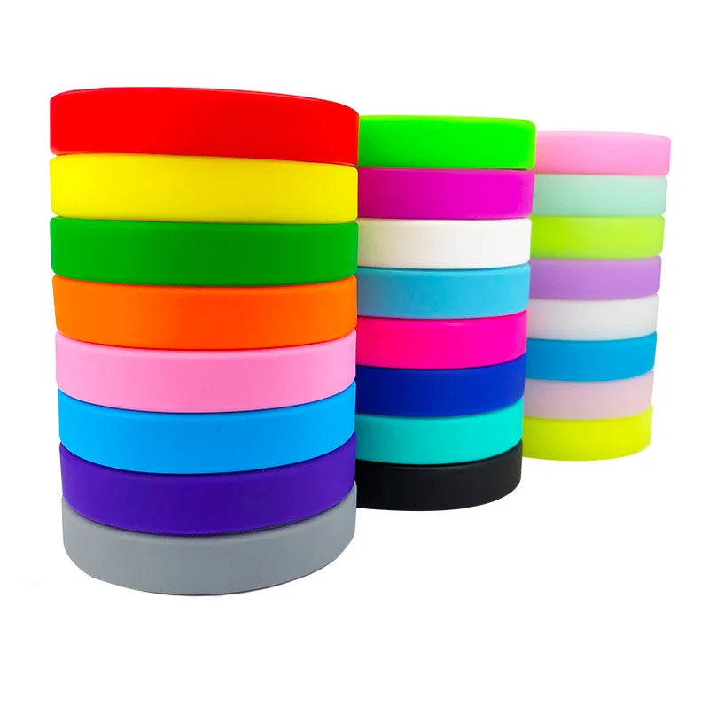 Wholesale in Stock Glossy Painted Inner Circle Brightly Colored Long-Distance Running Theme Adult Wedding Silicone Wristband