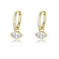 Fashion Dangle Earrings 925 Sterling Silver Marquise Eye Shaped Zircon Gold Plated Hoop Earrings for Women