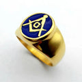 New Arrival 18k Stainless Steel Fashion Fine Letter AG Personality Jewelry Rings Hiphop Blue Enamel Ring for Men