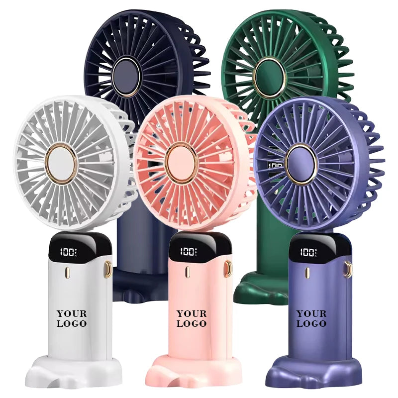 3in1 Handheld/Neck/Desk Fan USB Rechargeable Foldable Personal Fan Portable Fan with 5 Speeds&Digital Display