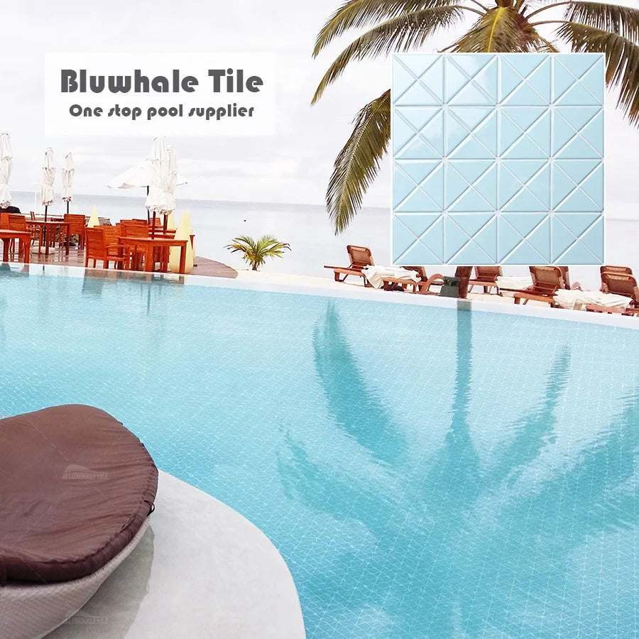 China Factory Supply Low Water Absorption Rate 259X259X6MM Triangle Mosaic Tile Floor for Outdoor Swimming Pool