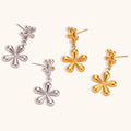 Dingran Trendy Design Two Flower Drop Earring Stainless Steel Tarnish Free Party Earrings Jewelry for Girls