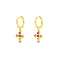 French Style Rainbow Zircon Brass Drop Earring Copper Huggie Cross Pendant Earrings 2023