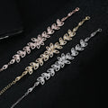 Fashion Bling Charm Cubic Zirconia Leaf Bracelet for Women Luxury Zircon Bracelets Female Wedding Jewelry Accessories 2022 New