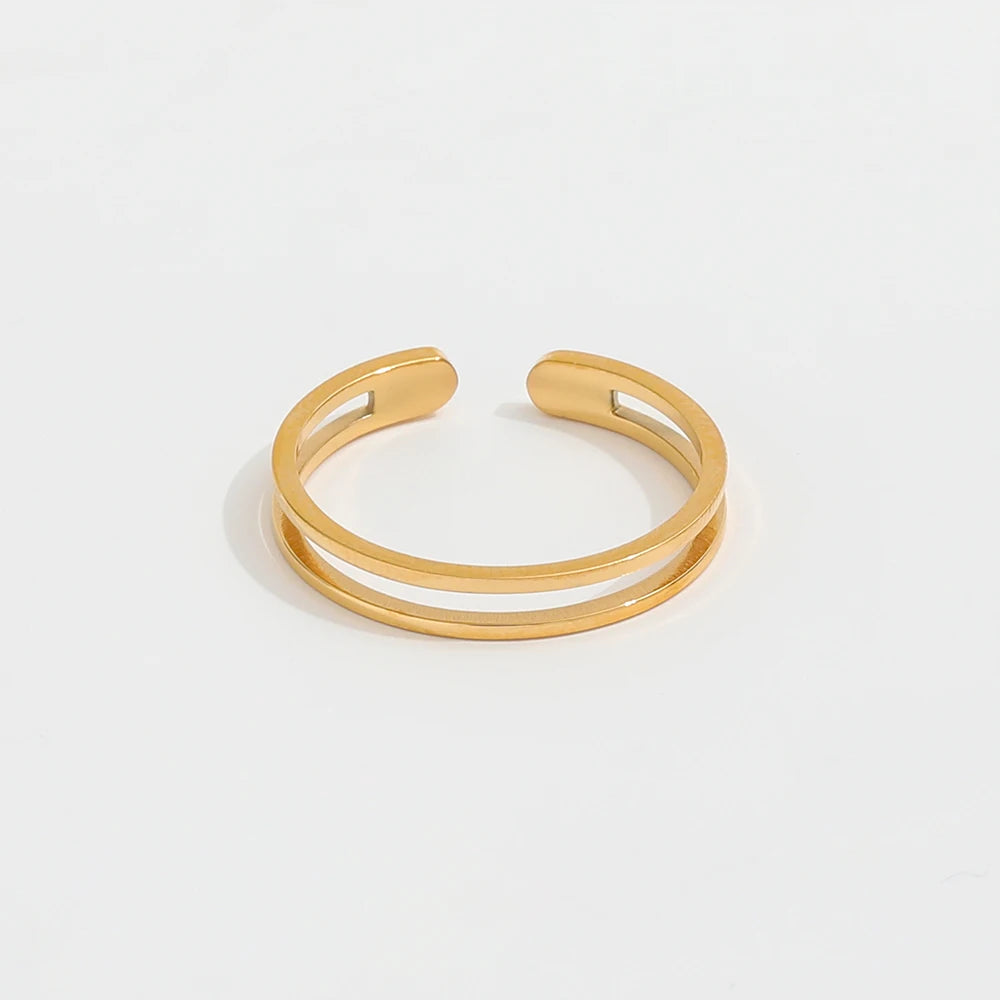 Minimalist PVD  Gold Plated Stainless Steel Ring for Women Trends New Jewelry