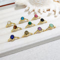 Hot Sale 18k Gold Plated Malachite Lapis Lazuli Oval Gemstone Ring Fashion Women Jewelry Amazonite Rhodonite Crystal Finger Ring