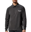 Wholesale Custom Logo Printed Black Men's Long Sleeve Golf Polo Shirt Classic Polyester Cotton Kids Shirt