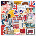 50 Pcs London Series PVC Self Adhesive Stickers for Laptop Phone Case Suitcase Skateboard Guitar Table and Books