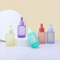 Painting Matte Colored Nail Polish Glass Cosmetic Packaging 30ml 1oz Flat Frosted Skincare Hair Oil Dropper Glass Bottles