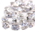 Hisenlee Shining Crystal Clear Teardrop Zirconia Stone 6X8MM Silver Base Sew Costume Jewelry Accessories 36pcs/bag for Shoes