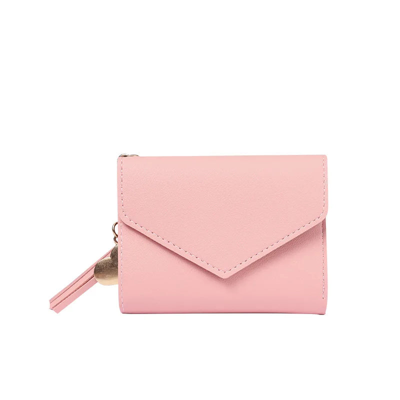Top Selling Pocket Slim Fashion Short Zipper Chains Mini Leather Wallet Women Keychain Card Holder