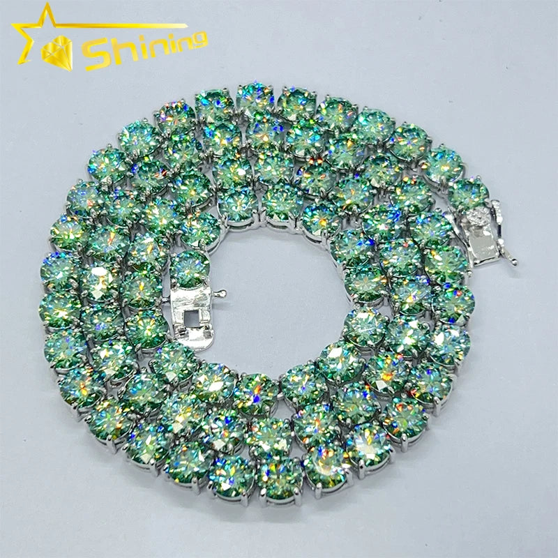 Hot Sale Green Moissanite Tennis Chain Fine Jewelry S925 Tennis Chain Bracelets &necklace Custom Moissanite Jewelry