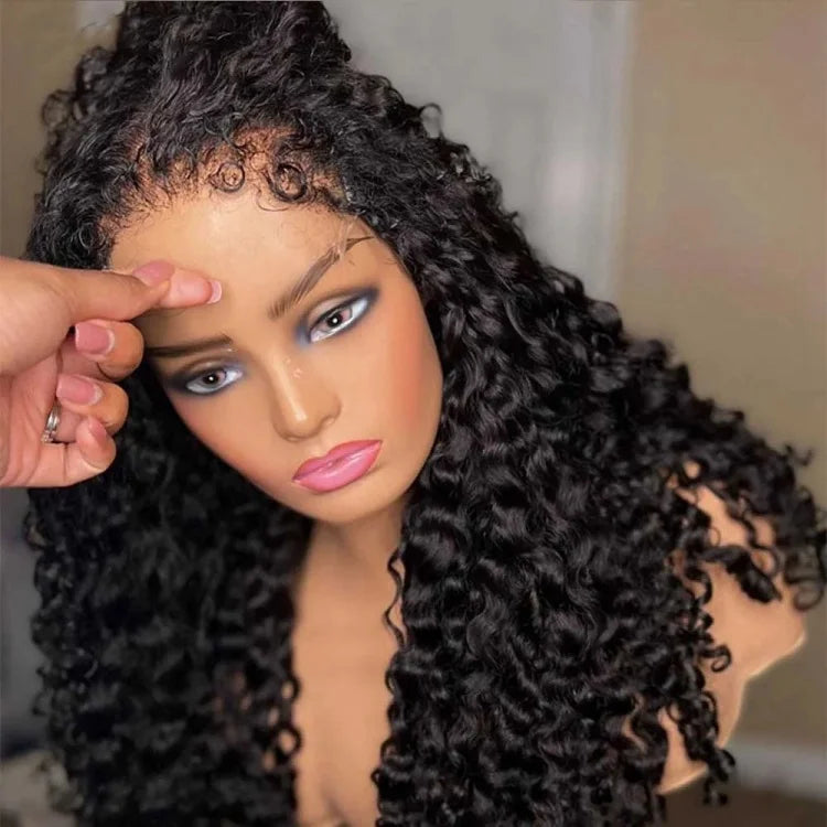 Cheap 4C Kinky Baby Hair Wigs Invisible Edge Glueless Jerry Curl Styles HD Lace Frontal Human Hair Wigs for Black Women