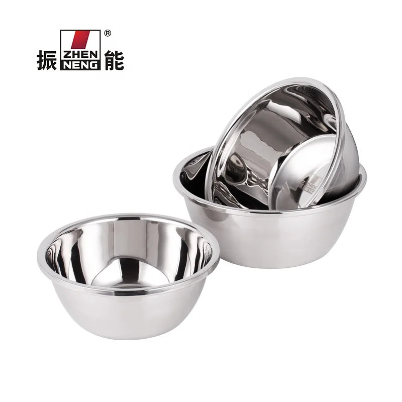 Zhenneng Polished Stainless Steel LFGB Certified Modern Eco-Friendly Soup Salad Mixing Serving Bowls 24cm