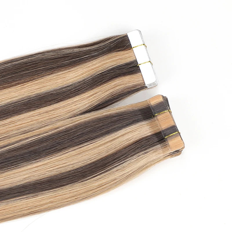 Double Drawn Tape Hair Extension Tape Piano Color 100% Remy Virgin Straight Invisible Tape in Hair Extensions 100human Hair
