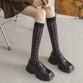 Wholesale Luxury Designer Plaid Long Calf Socks Cotton Tartan Knee High Socks for Women