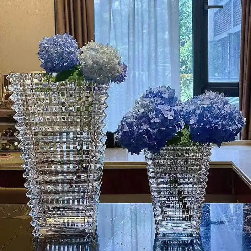 Glass Vase Transparent Hydroponic Flower Vase Living Room Flower Arrangement Colorful Vase