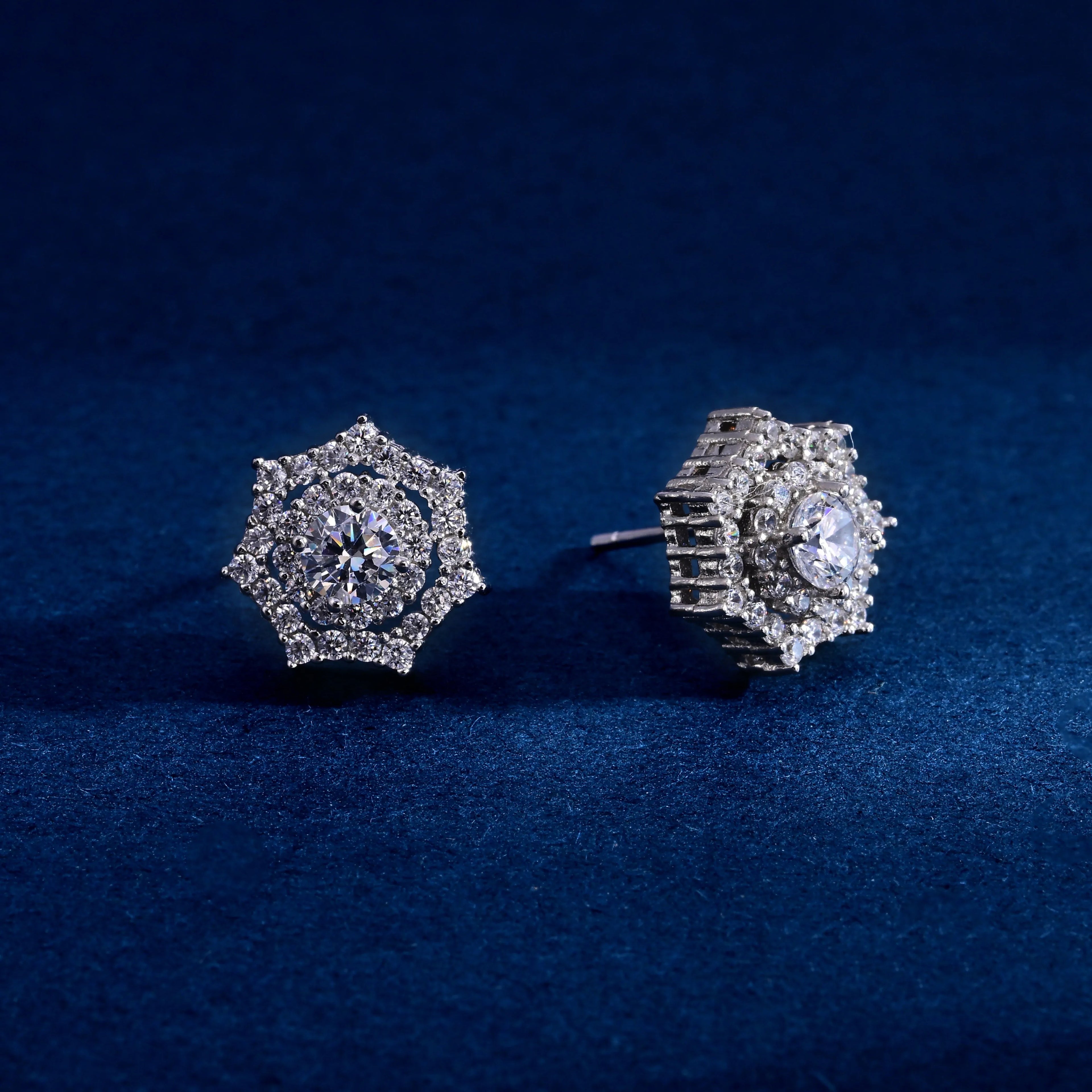 Wholesale Earrings Jewelry Rhodium Plated Cubic Zirconia Geometric Stud Earring 925 Sterling Silver Fine Jewelry Earrings