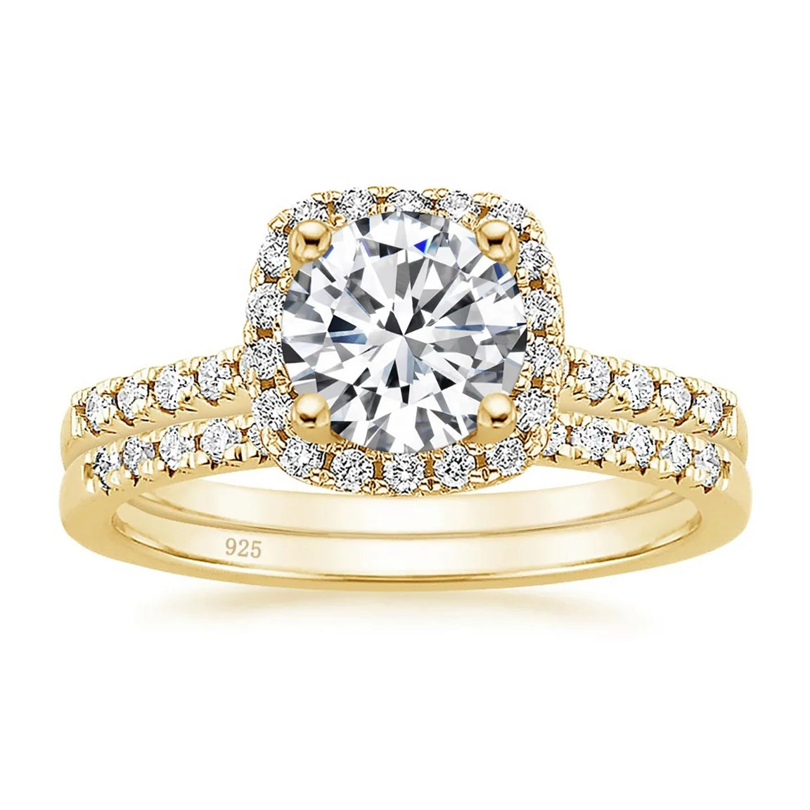 OAHLAN 1.25CT 925 Sterling Silver Bridal Rings Sets Halo Cubic Zirconia Engagement Rings Wedding Bands for Women Promise Rings MegaBDM