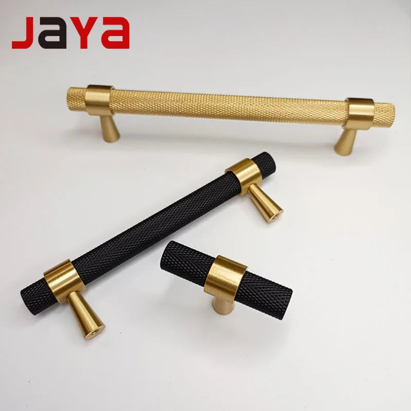 JAYA Nordic Value Black Brass All-copper Knurled Handle American Industrial Style Wardrobe Cabinet Shoe Cabinet Door Handle