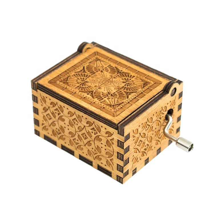 Hand-Crafted Exquisite Wooden Music Box with Hand Crank for Home Decor Garden Garden Decoration Holiday Gifts Custom Logo